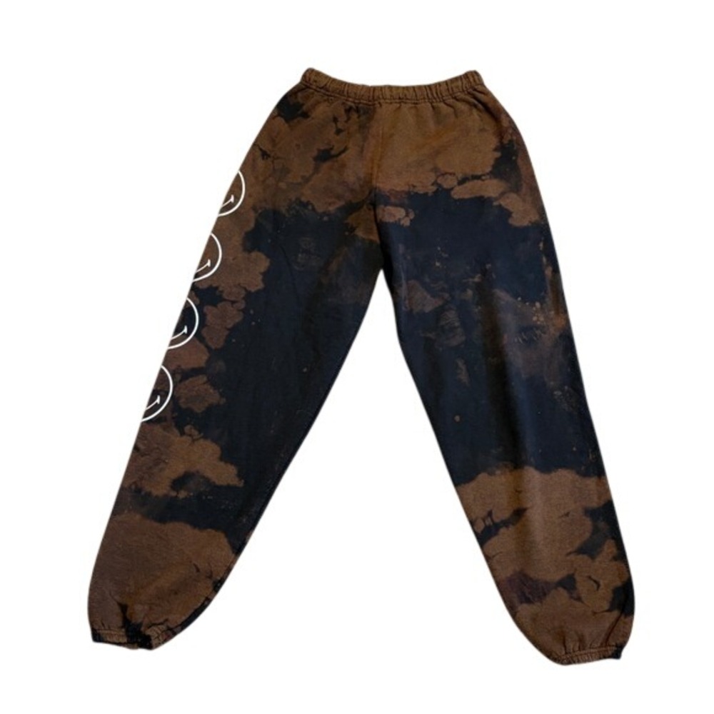 Desert Dreamer Smiley Originals Acid Wash Tie Dye Sweatpants Brown Black XS/S